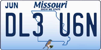 MO license plate DL3U6N