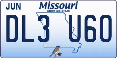 MO license plate DL3U6O