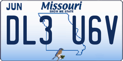 MO license plate DL3U6V