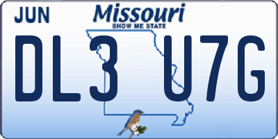 MO license plate DL3U7G