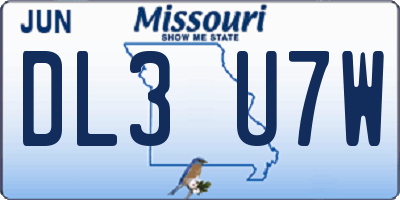 MO license plate DL3U7W