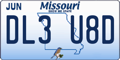 MO license plate DL3U8D