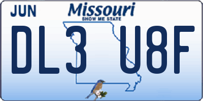 MO license plate DL3U8F