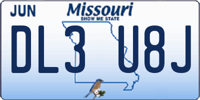 MO license plate DL3U8J