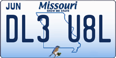MO license plate DL3U8L