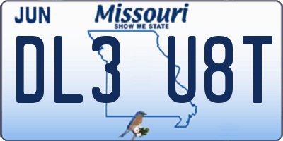 MO license plate DL3U8T
