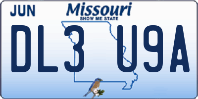 MO license plate DL3U9A