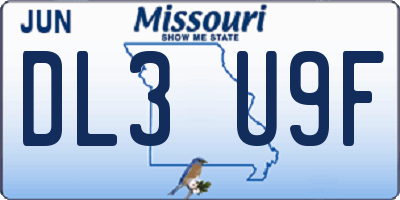 MO license plate DL3U9F