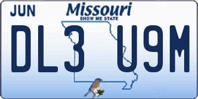 MO license plate DL3U9M