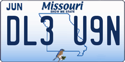 MO license plate DL3U9N