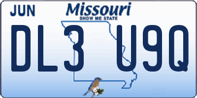 MO license plate DL3U9Q