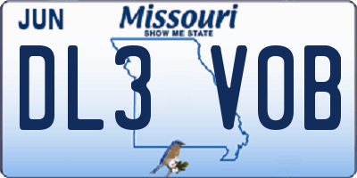 MO license plate DL3V0B