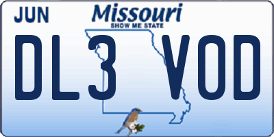 MO license plate DL3V0D