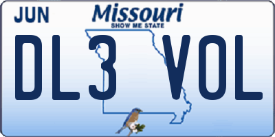 MO license plate DL3V0L