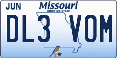 MO license plate DL3V0M