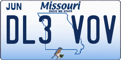 MO license plate DL3V0V