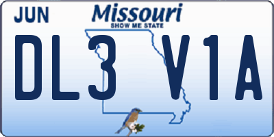 MO license plate DL3V1A