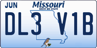 MO license plate DL3V1B