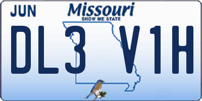 MO license plate DL3V1H