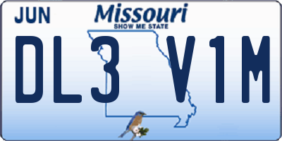 MO license plate DL3V1M