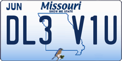 MO license plate DL3V1U