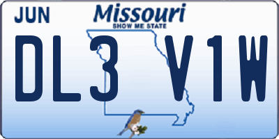 MO license plate DL3V1W