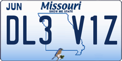 MO license plate DL3V1Z