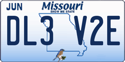 MO license plate DL3V2E