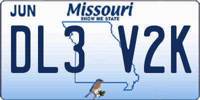 MO license plate DL3V2K