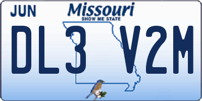 MO license plate DL3V2M