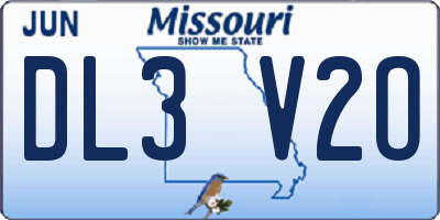 MO license plate DL3V2O