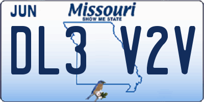 MO license plate DL3V2V