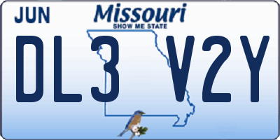 MO license plate DL3V2Y