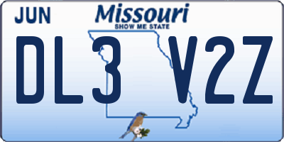 MO license plate DL3V2Z