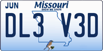 MO license plate DL3V3D