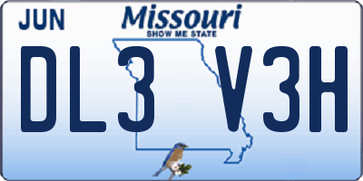 MO license plate DL3V3H