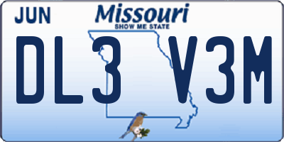 MO license plate DL3V3M