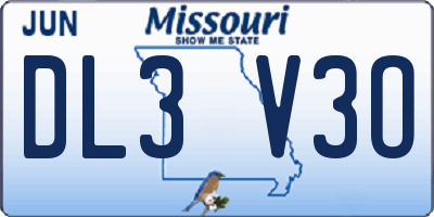 MO license plate DL3V3O