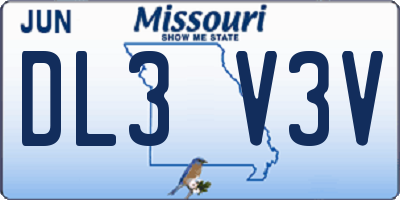 MO license plate DL3V3V