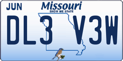 MO license plate DL3V3W