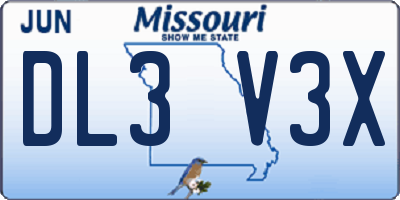 MO license plate DL3V3X