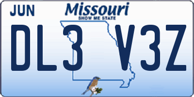 MO license plate DL3V3Z
