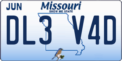 MO license plate DL3V4D