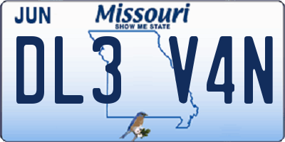 MO license plate DL3V4N