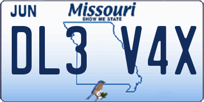MO license plate DL3V4X