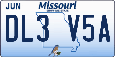 MO license plate DL3V5A