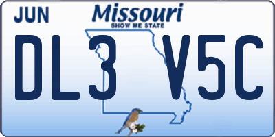 MO license plate DL3V5C