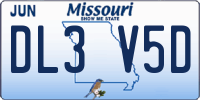 MO license plate DL3V5D