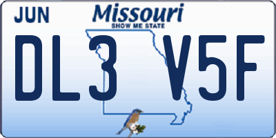 MO license plate DL3V5F