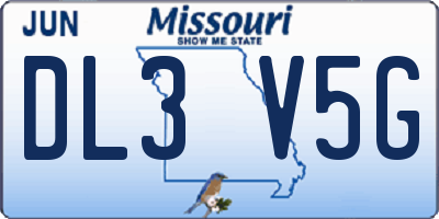 MO license plate DL3V5G